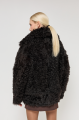 Double-sided curly sheepskin coat in dark chocolate color made of natural sheepskin in OVERSIZE style